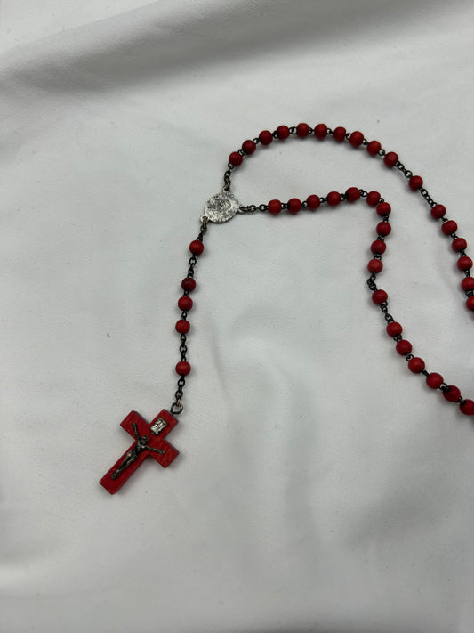 Red inox pearl rosary