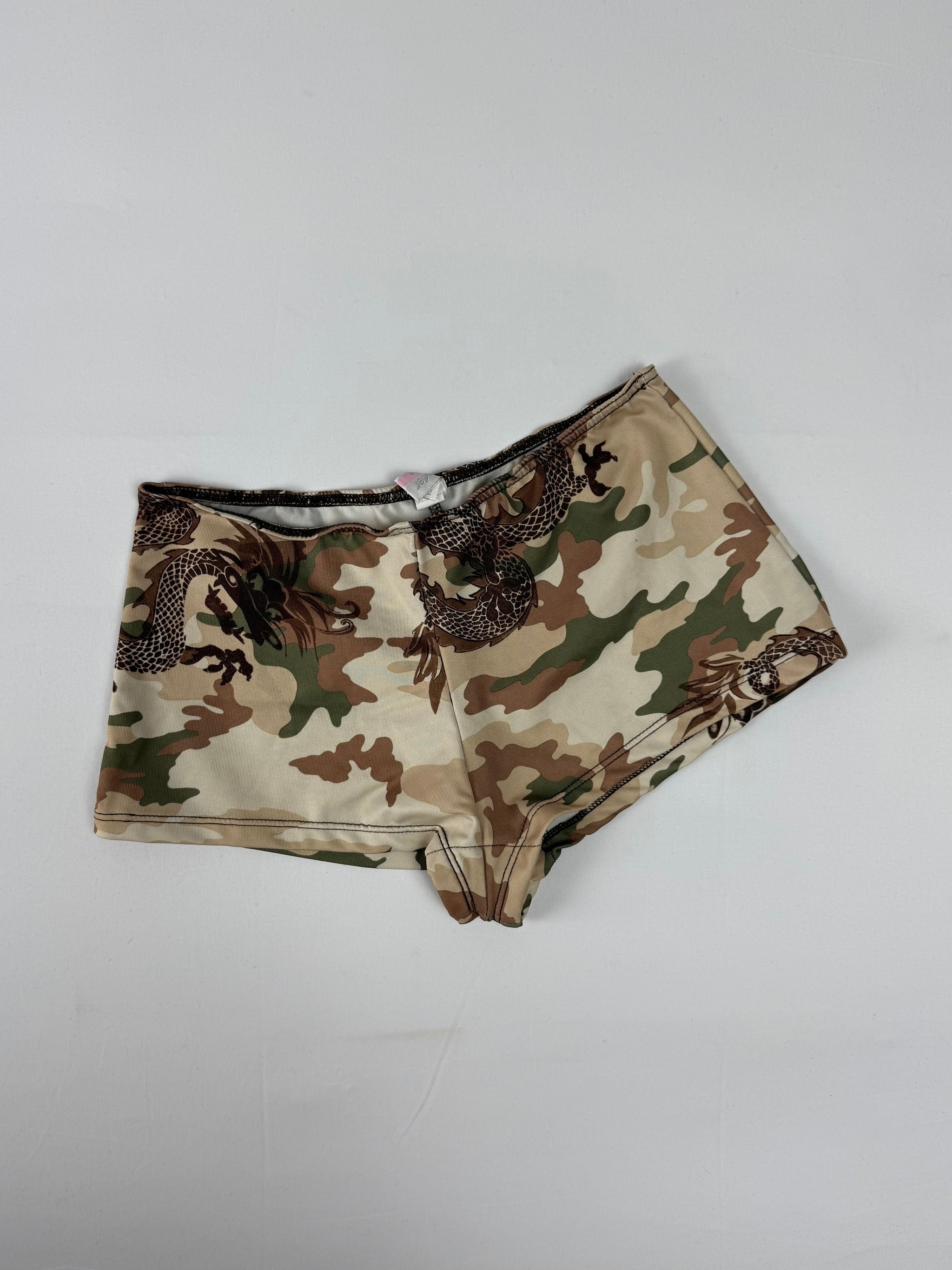 Camo khaki stretchy mini short (S)
