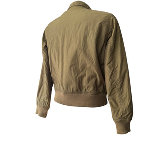 Khaki utility zip up biker jacket (M)
