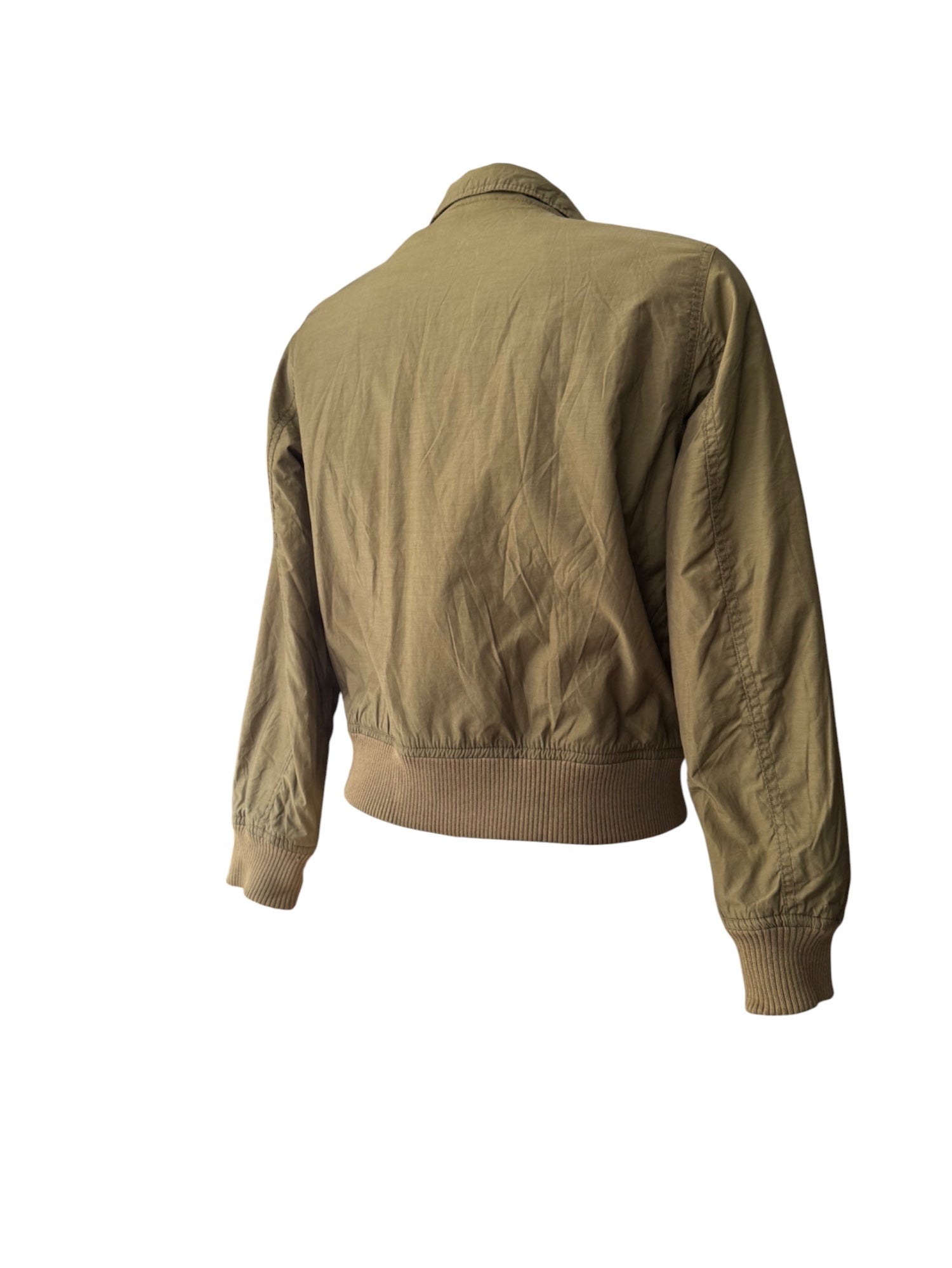 Khaki utility zip up biker jacket (M)