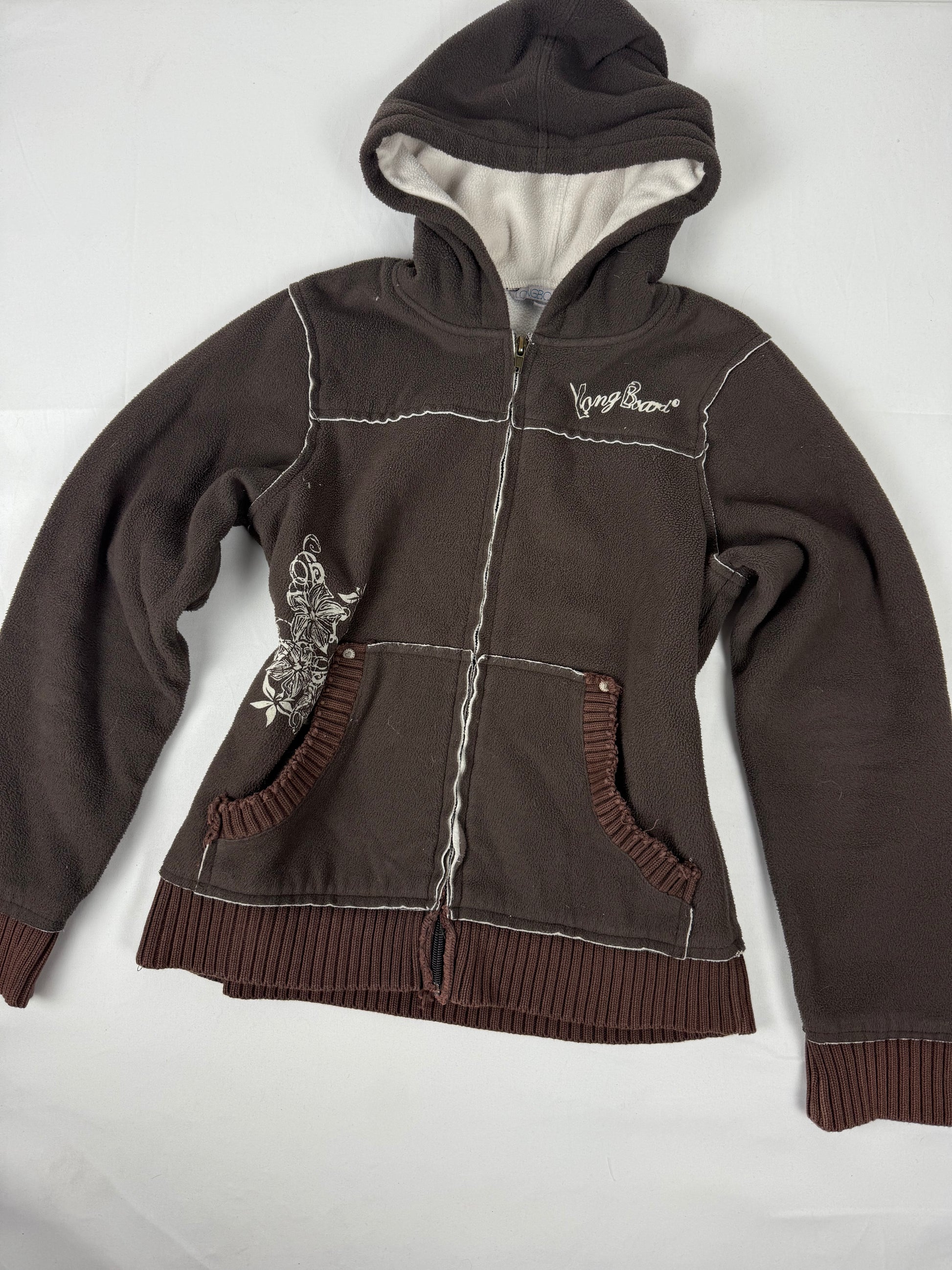 Khaki fleece hoodie jacket (S)