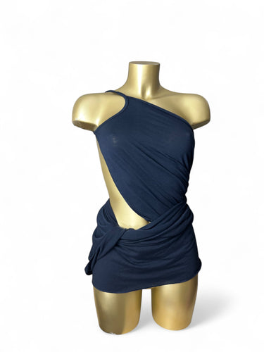 Navy pareo tie up mini skirt / top with straps