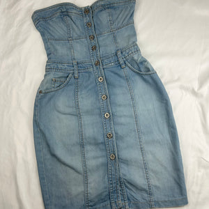 Blue denim bustier mini dress (XS/S)