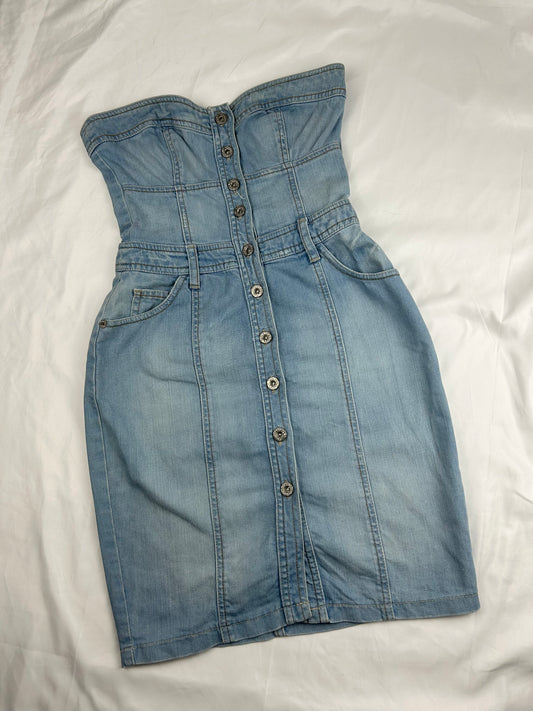 Blue denim bustier mini dress (XS/S)