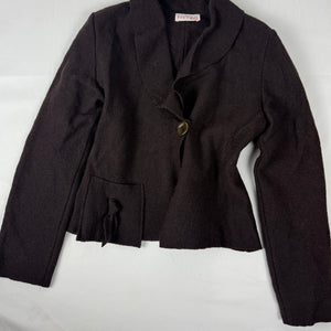 Brown 100% wool tight fit jacket (S)