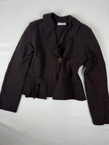 Brown 100% wool tight fit jacket (S)