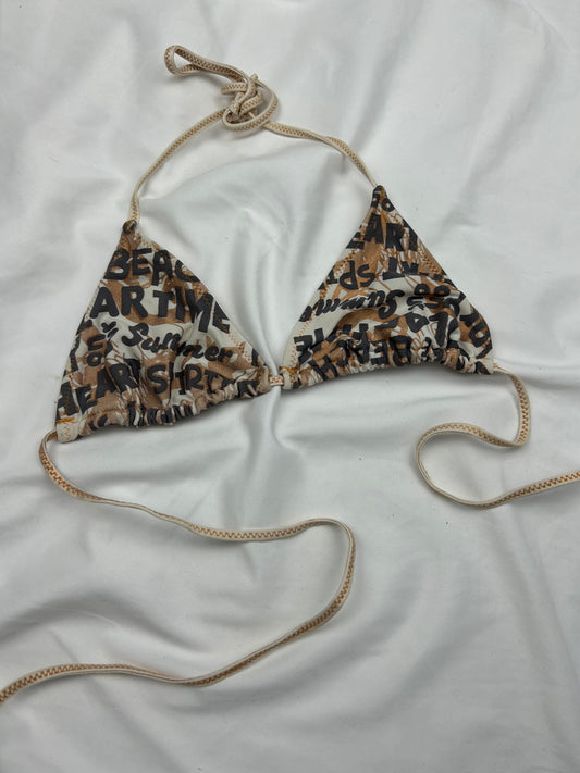 Beige graphic bikini top (S/M)