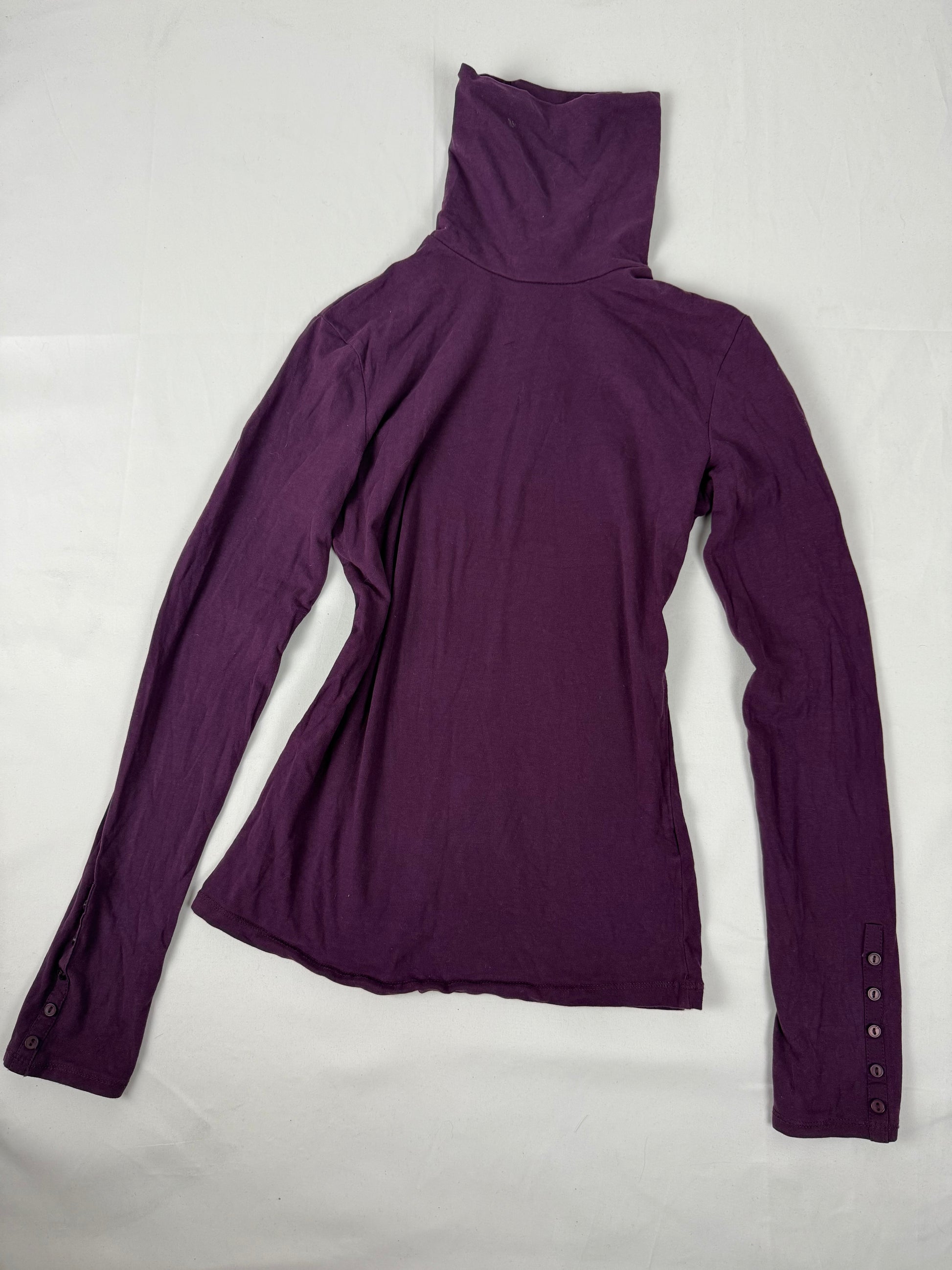 Purple 100% cotton turtleneck long sleeves top (S)