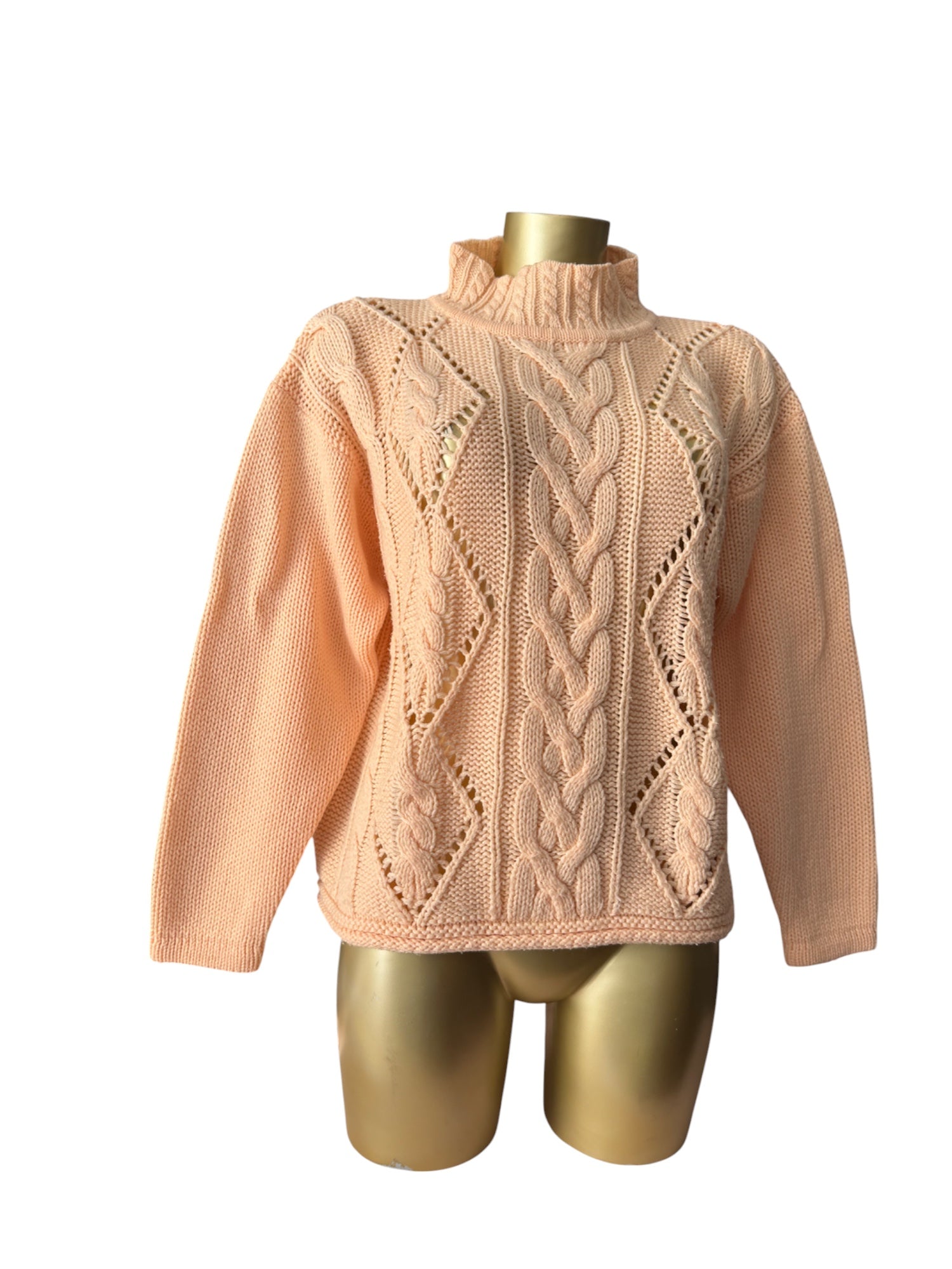 Peach high neck crochet jumper (L)
