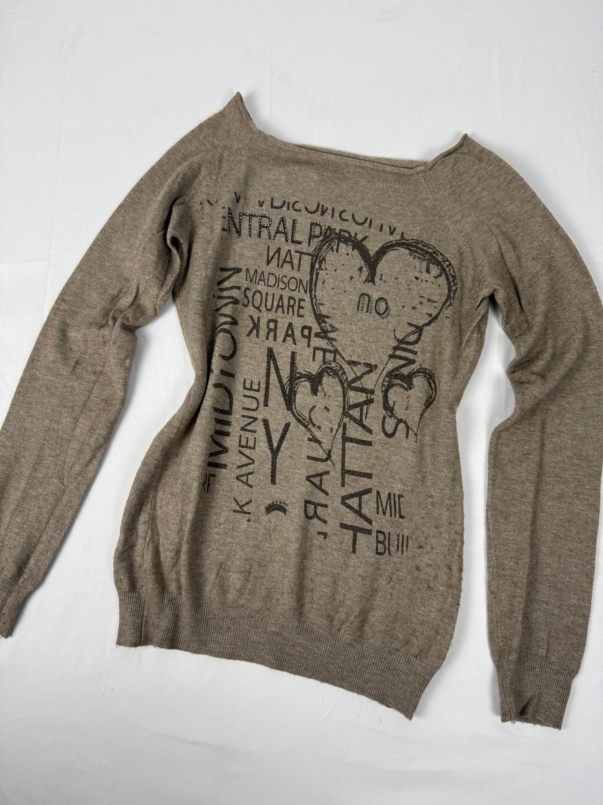 Khaki graphic super soft jumper (S)