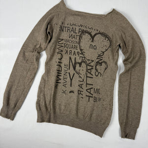 Khaki graphic super soft jumper (S)