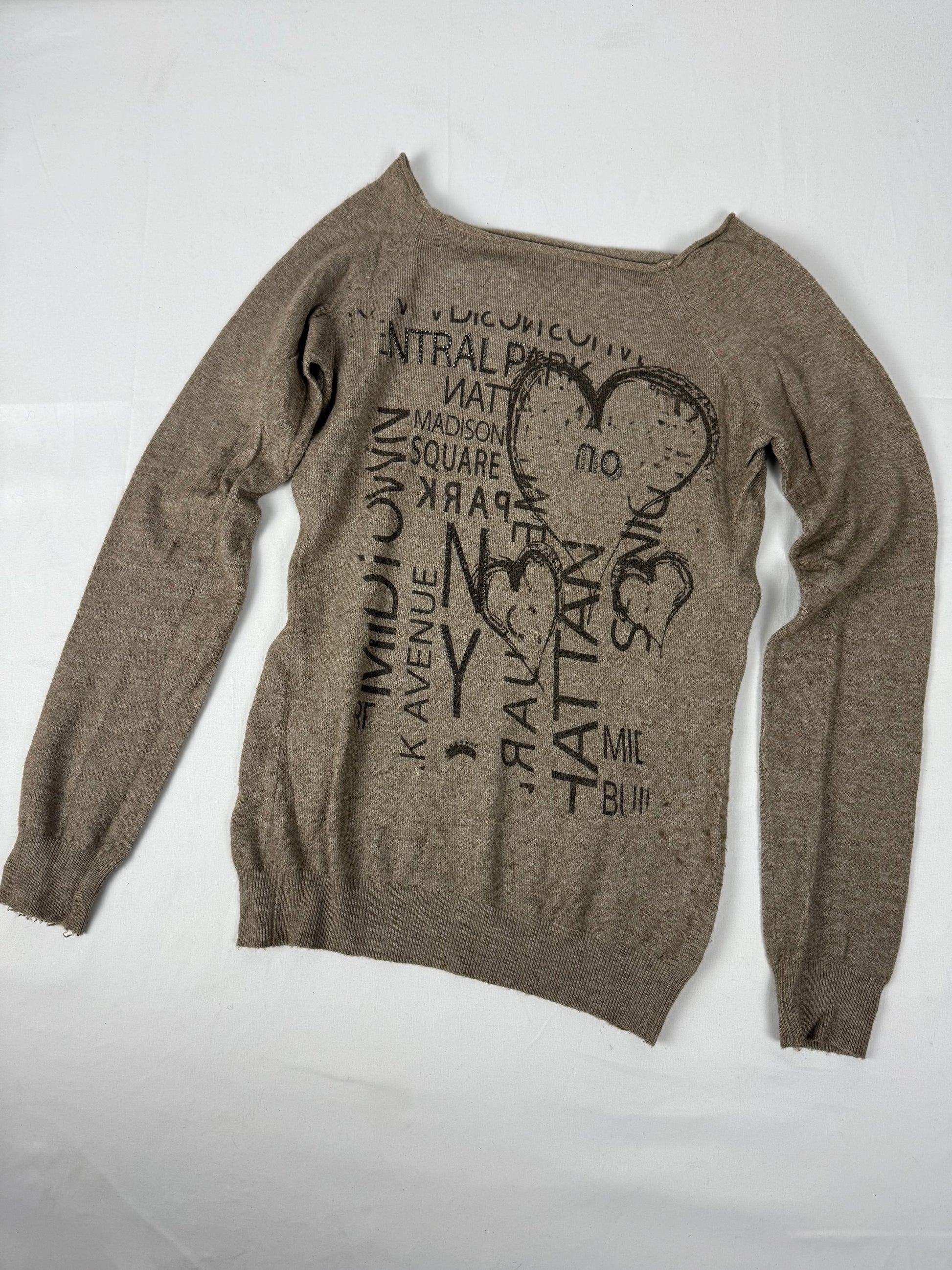 Khaki graphic super soft jumper (S)