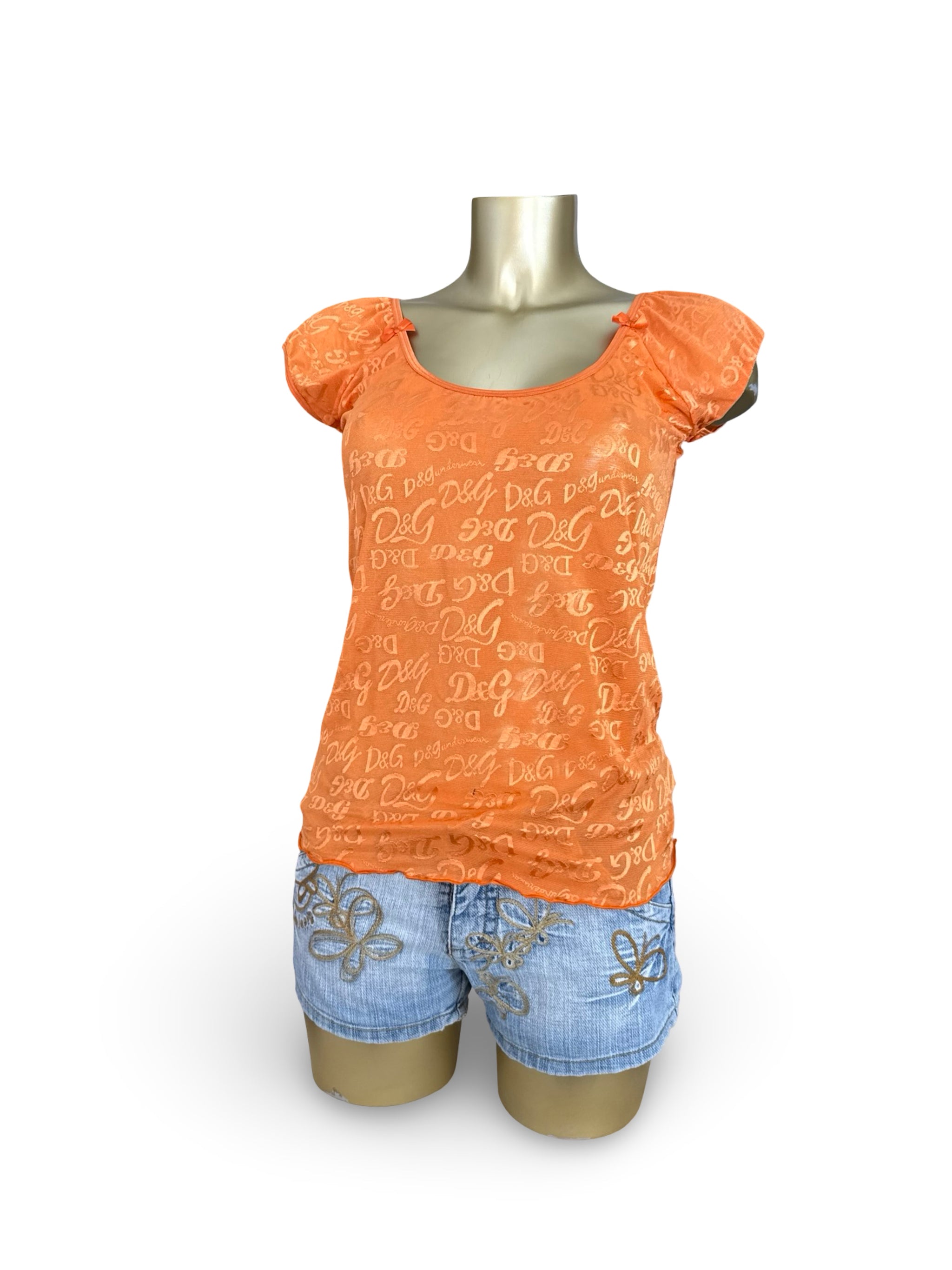 Orange mesh logo tee (XL)