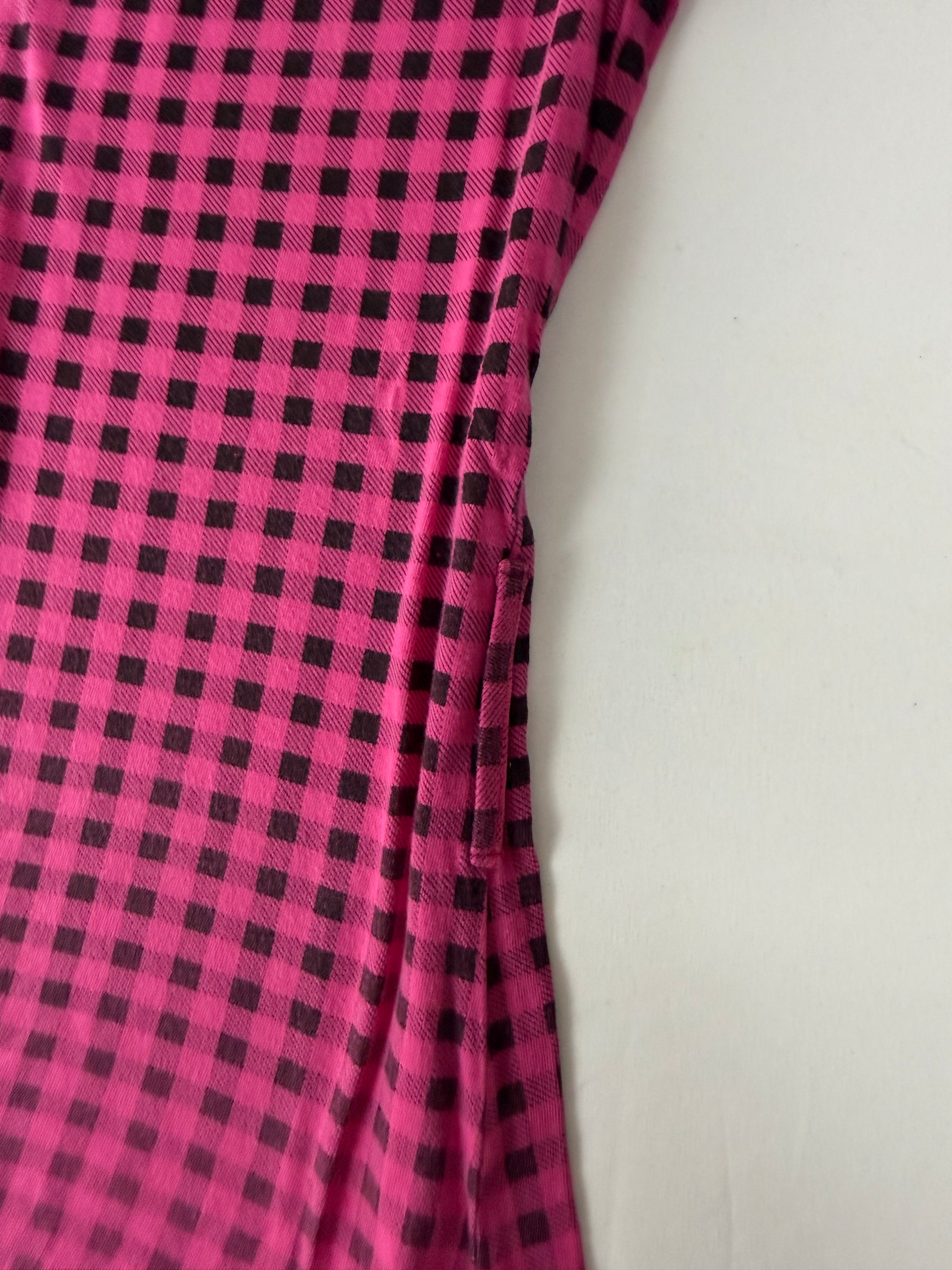 Pink check print cotton tee (S)