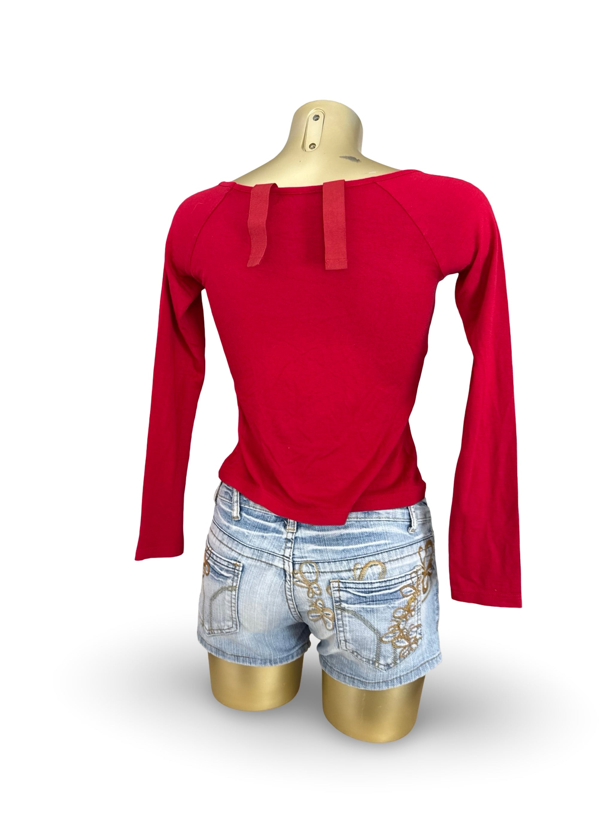 Red stretchy long sleeves top (L)