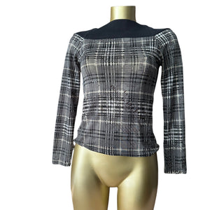 Grey bardot graphic long sleeves top (S)