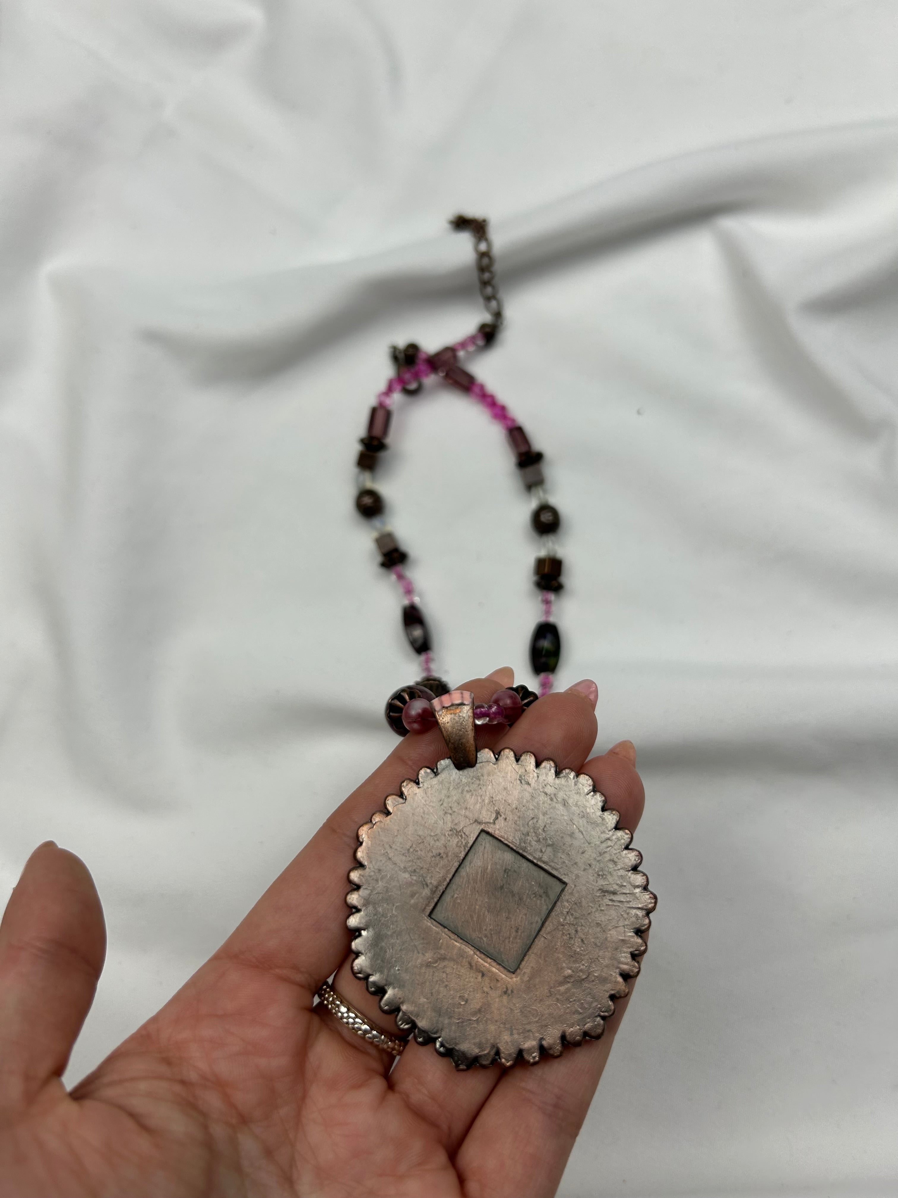 Stainless steel red cord boho necklace