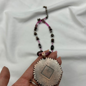 Stainless steel red cord boho necklace