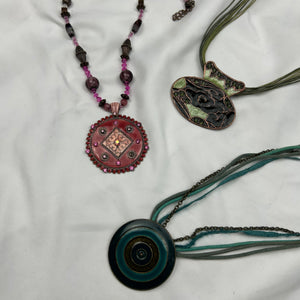 Stainless steel red cord boho necklace