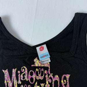 Black graphic tight fit cotton top (S)