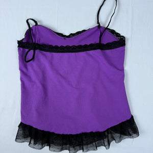 Purple lace lycra babydoll tight fit cami top (L)
