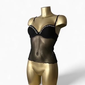 Black mesh corset babydoll  top (S)