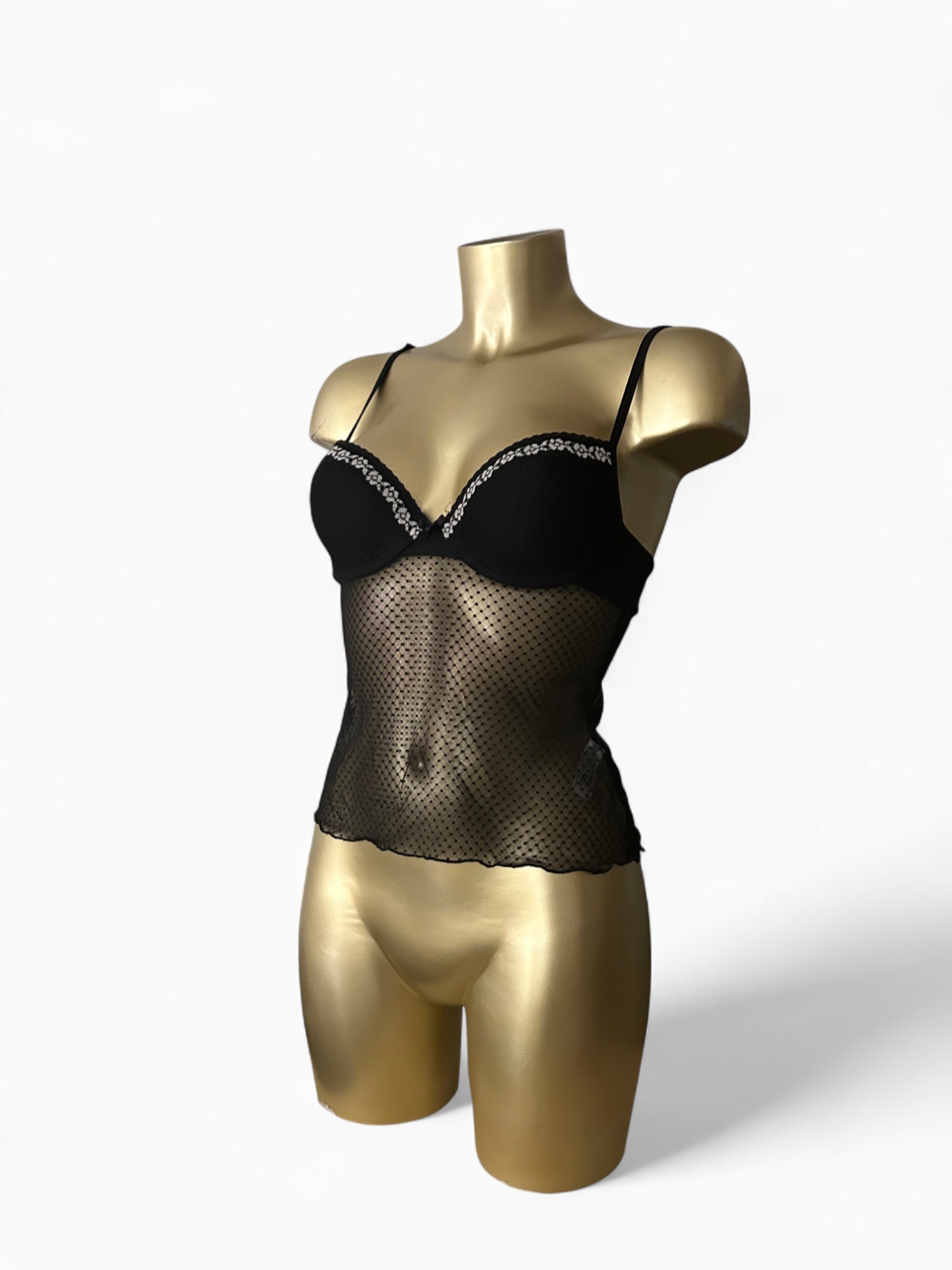 Black mesh corset babydoll  top (S)
