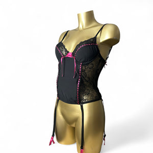 Black & pink  mesh corset top (90B)