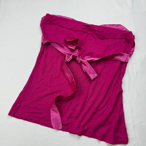 Pink tie up silky bustier tube top (M)