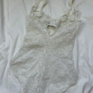 White lace bodysuit top (S)