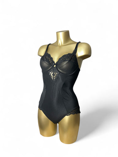 Black lace bodysuit top (S)