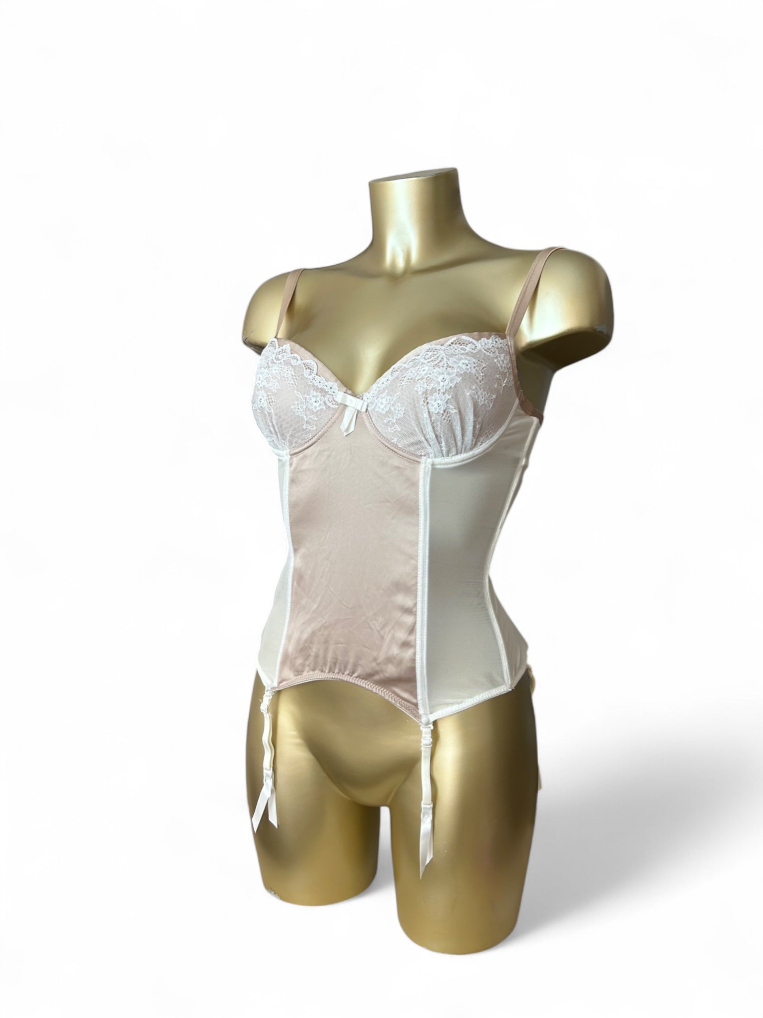Cream lace mesh corset top (S)