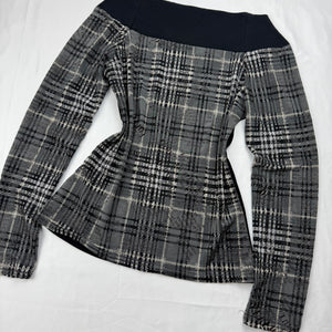 Grey bardot graphic long sleeves top (S)