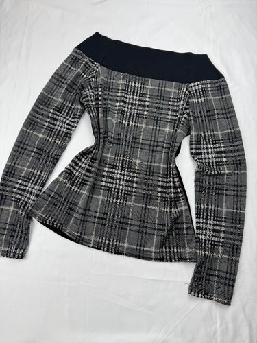 Grey bardot graphic long sleeves top (S)