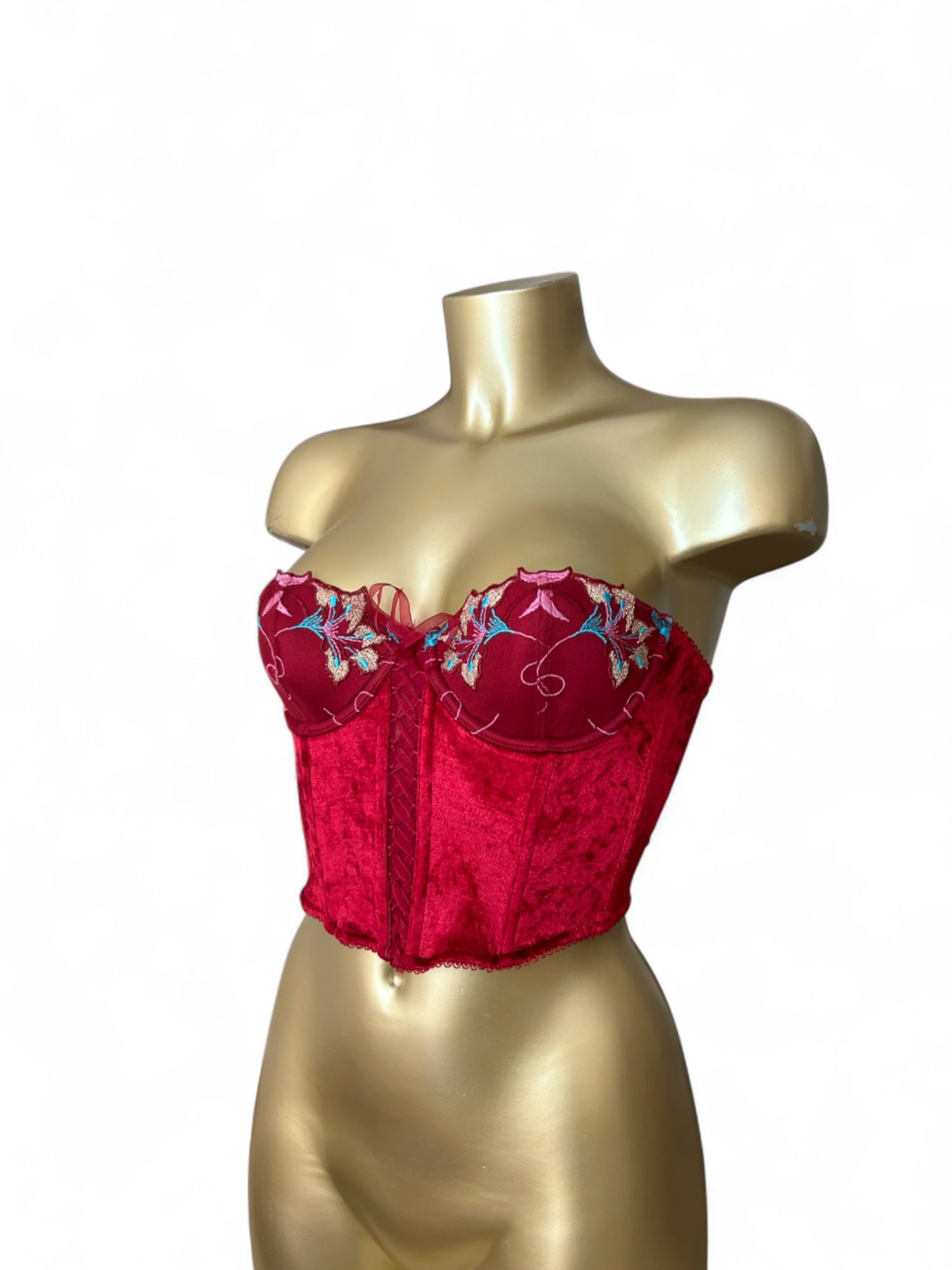 Red velvet corset top (S)