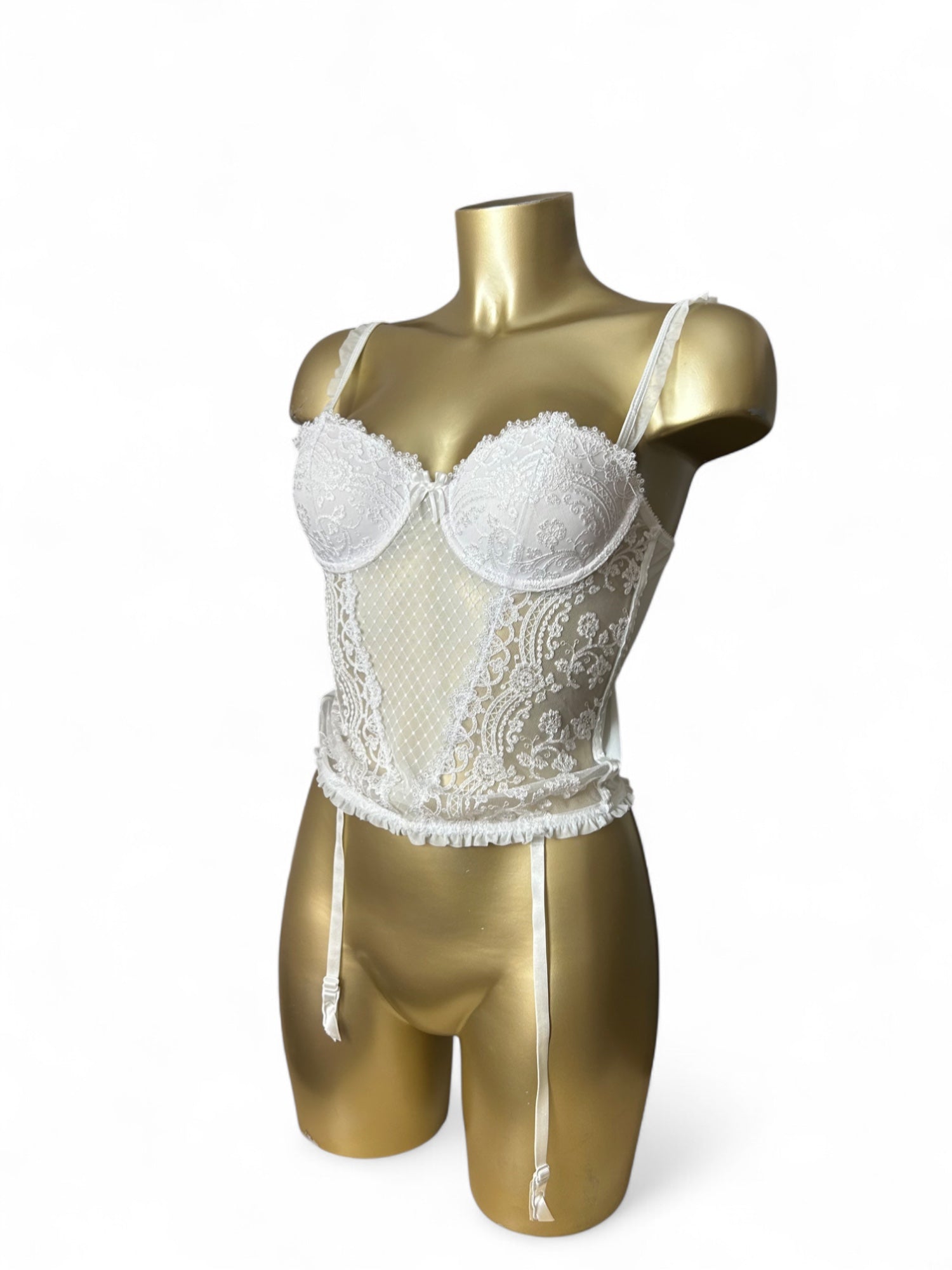 White mesh babydoll corset top (S)