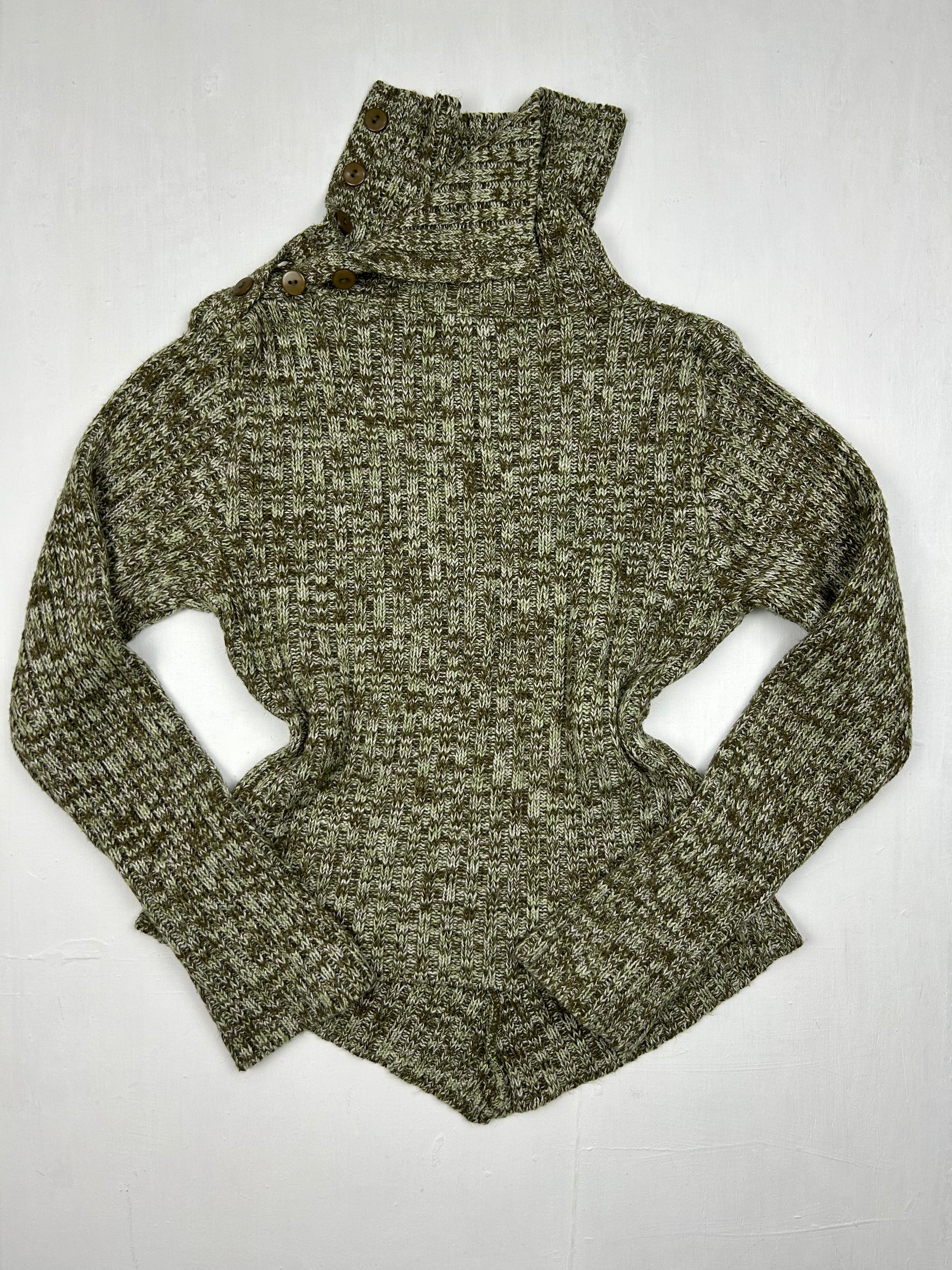 Khaki turtleneck asymmetric jumper (S/M)