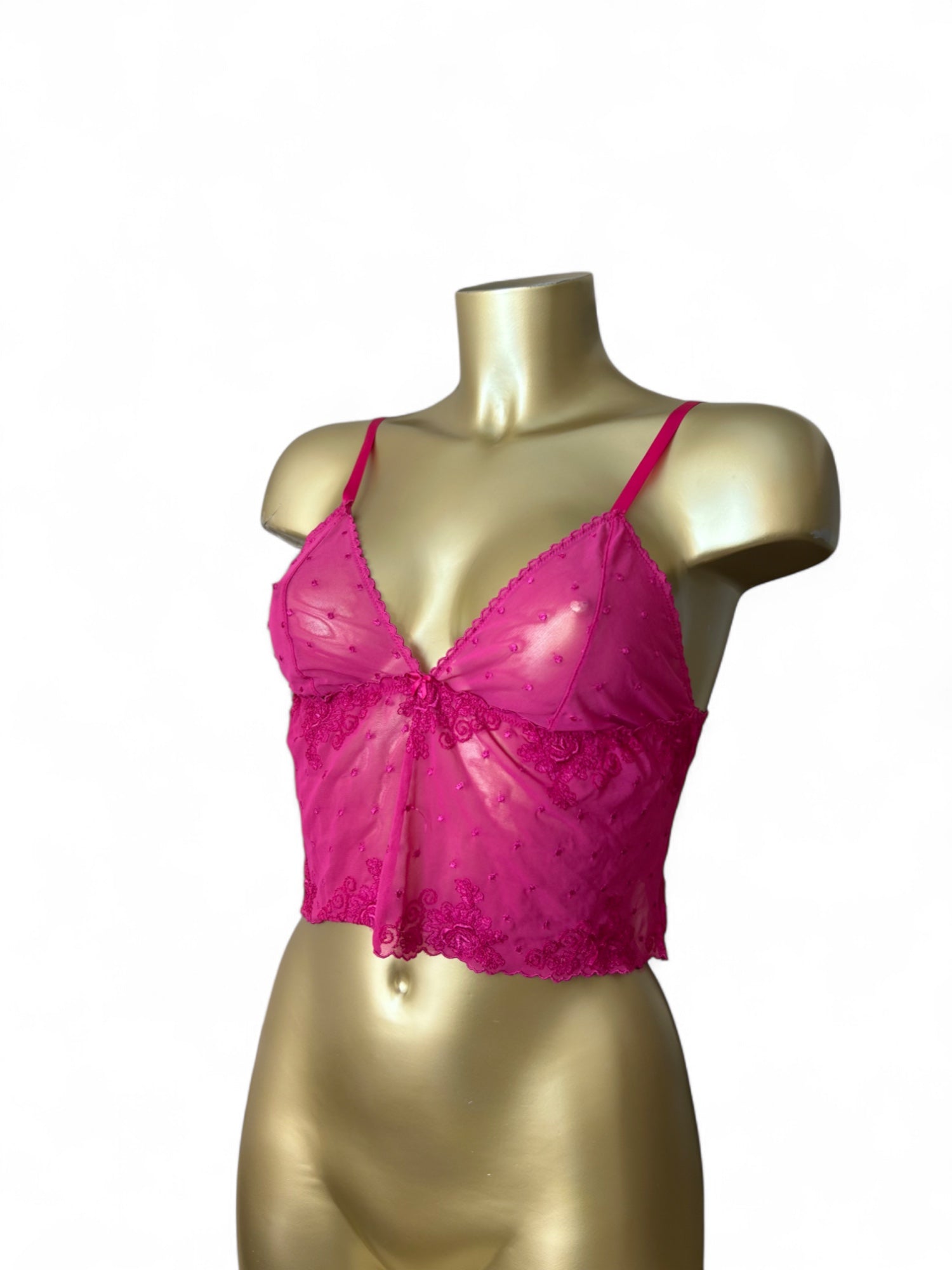 Pink mesh babydoll cami top/ bra (M/L)