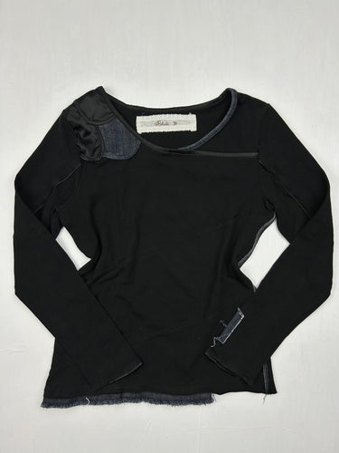 Black & denim patchwork long sleeves top (M)