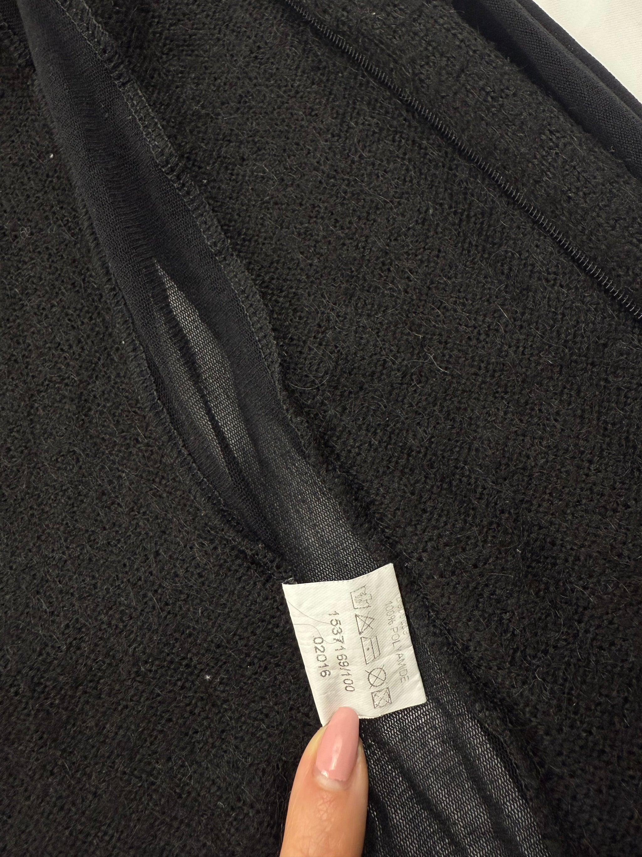 Black bi fabric zip up mesh  jumper (S/M)