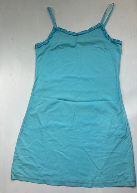 Blue 100% cotton summer mini dress (M)