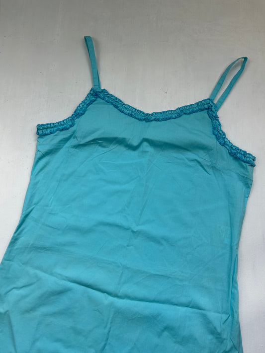 Blue 100% cotton summer mini dress (M)