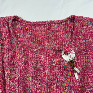 Pink knitted pearls square neck jumper (S/M)