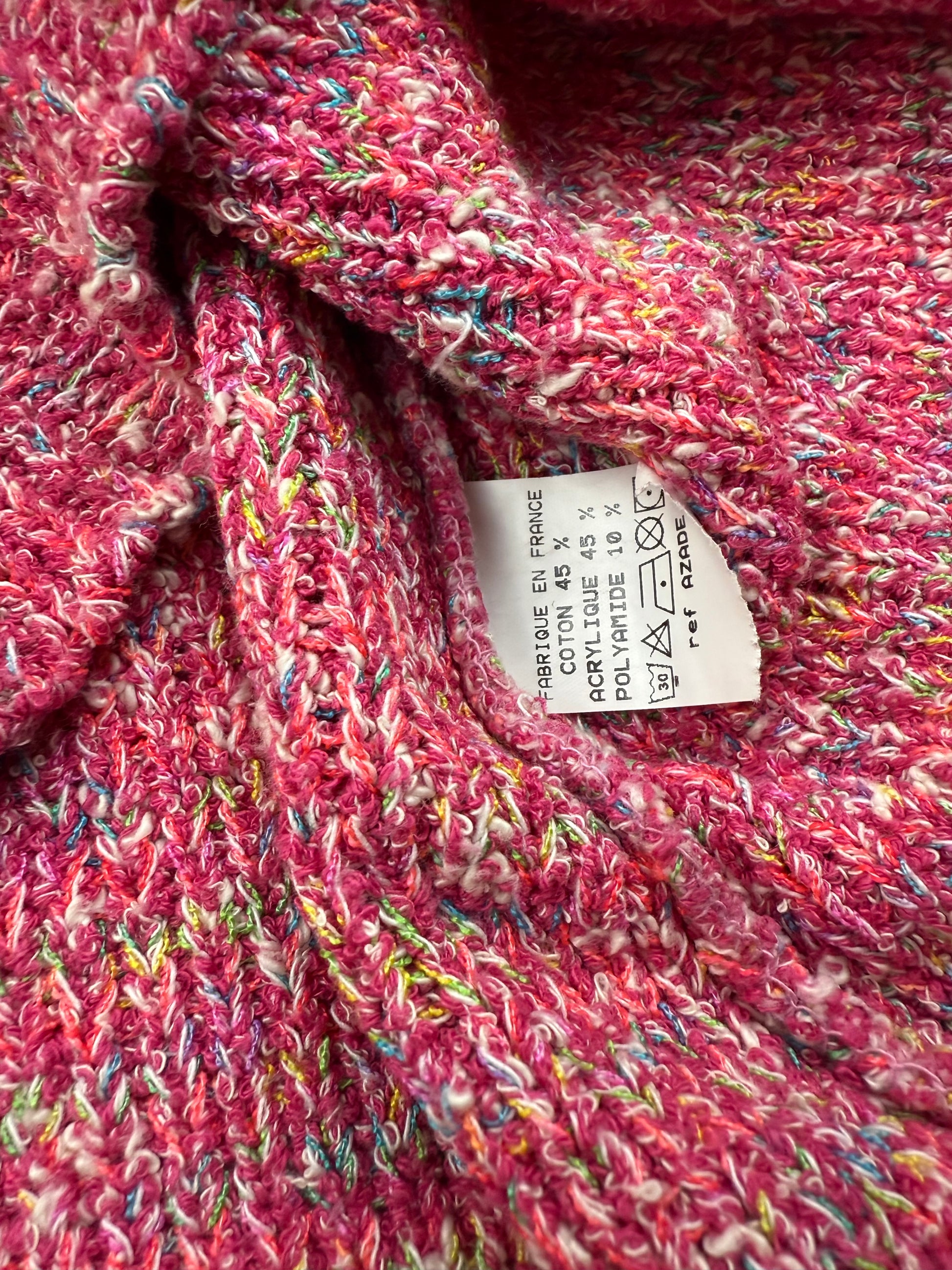 Pink knitted pearls square neck jumper (S/M)