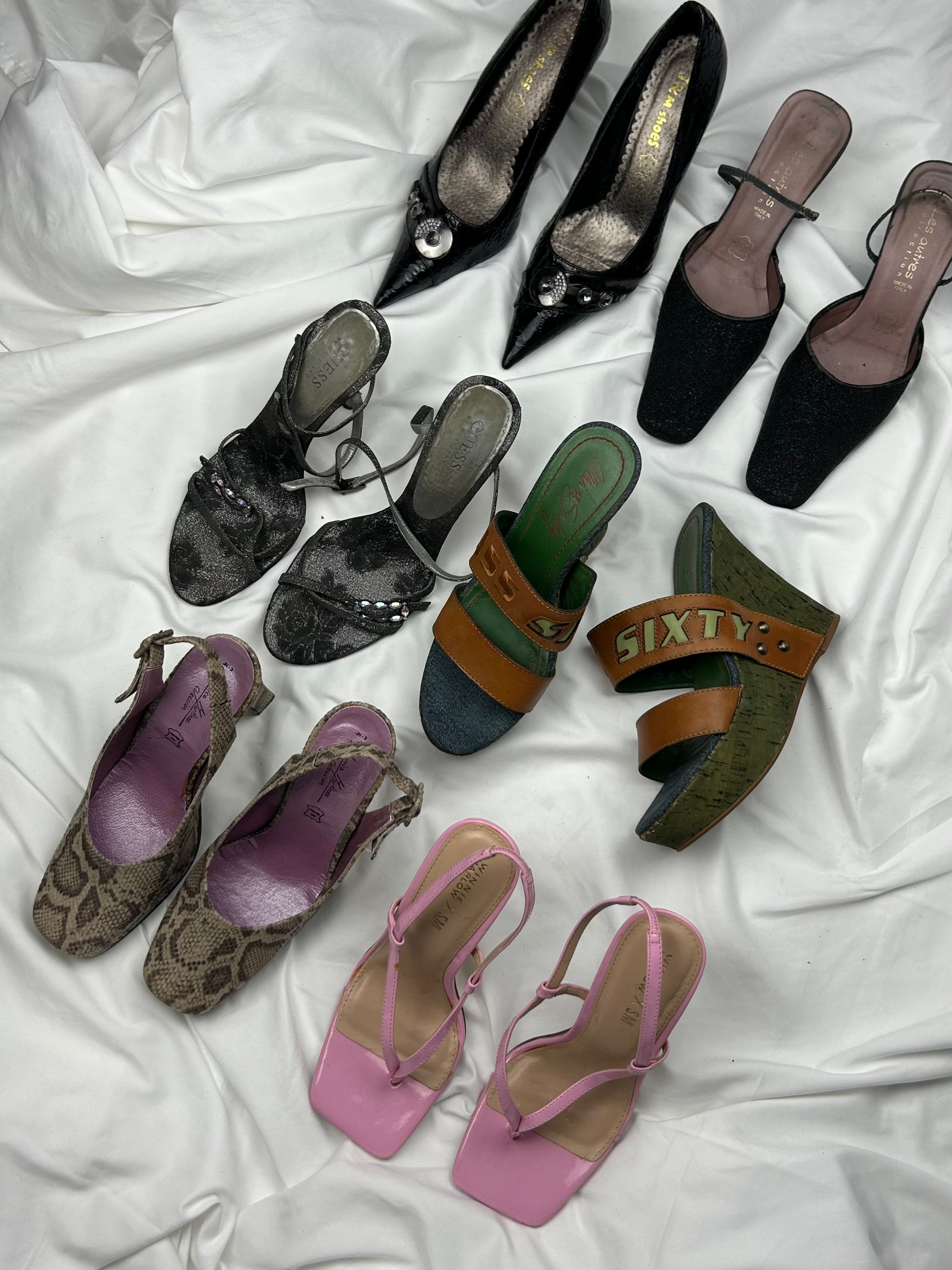 Beige snake square toes 100% leather heels (38)
