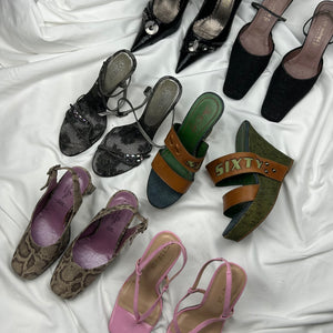 Black sequins square toes 100% leather  kitten heels (37)
