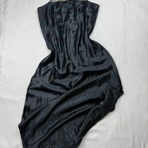 Black pearls halter silky maxi dress (M)