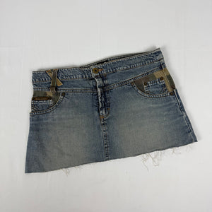 Blue denim low rise mini skirt (XS/S)