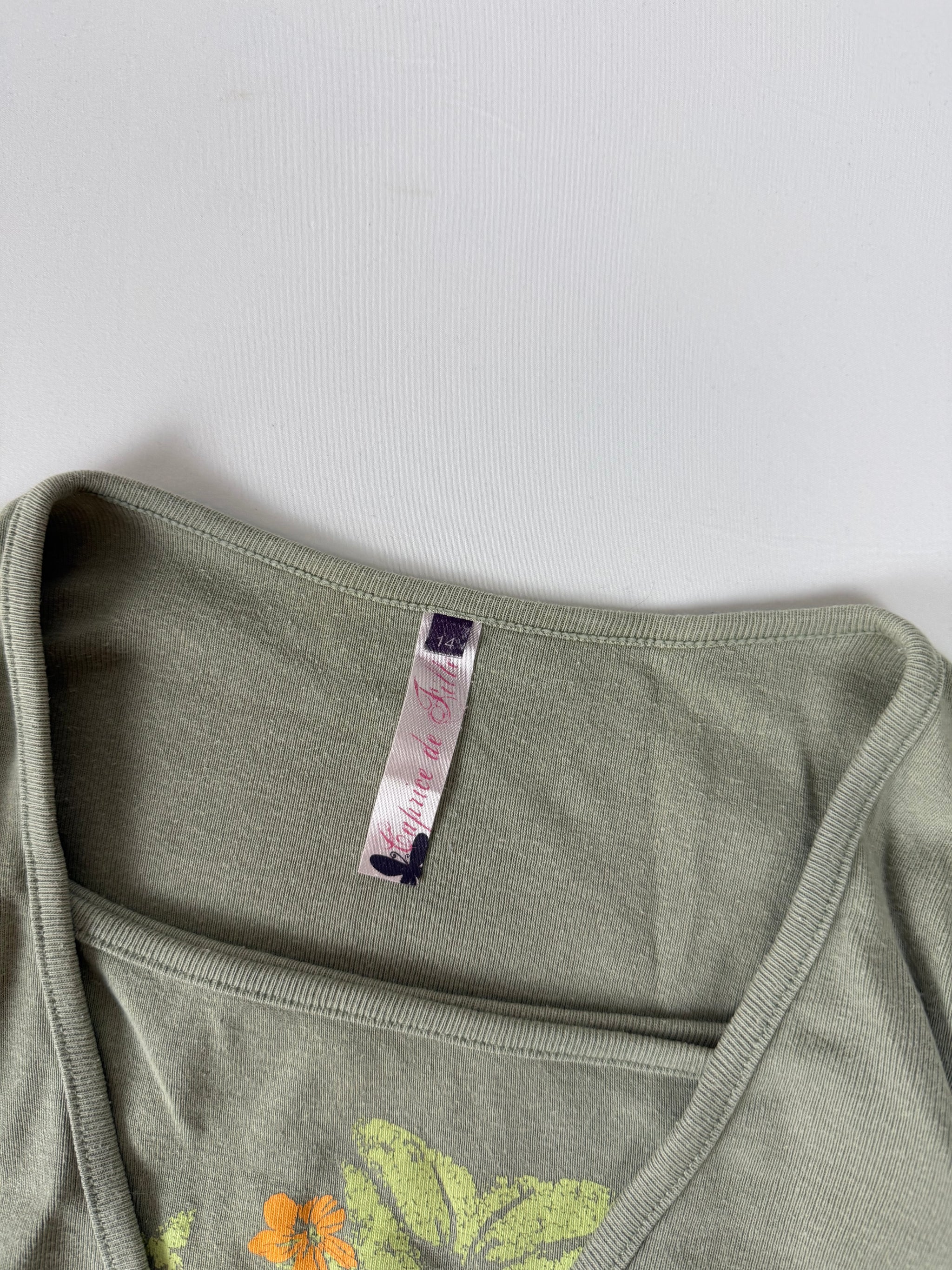 Khaki tie up bolero long sleeves top (S)