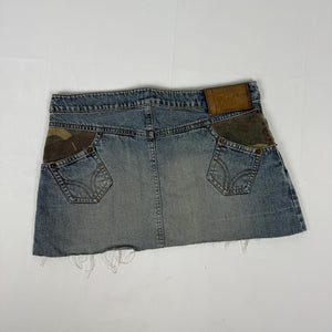 Blue denim low rise mini skirt (XS/S)